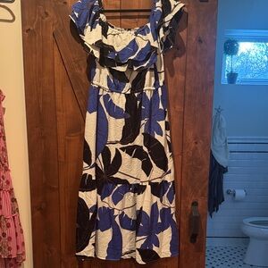 Sofia Vergara Women’s Blue & Black Floral Ruffle Sundress